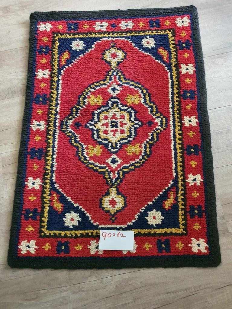 Smyrna wandkleed 85x53 cm met wol geknoopt rood, Hobby en Vrije tijd, Breien en Haken, Ophalen of Verzenden, Nieuw, Breien of Haken