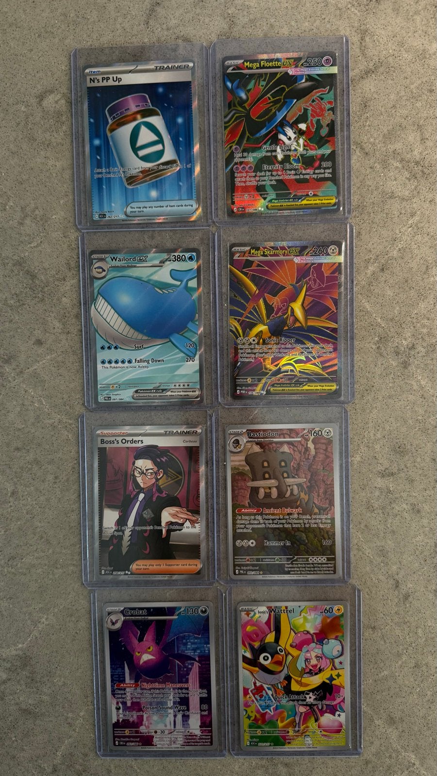 Zeldzame Pokémon kaarten - Mega Rayquaza, Wailord, Boss's Or, Ophalen of Verzenden, Zo goed als nieuw, Meerdere kaarten, Foil