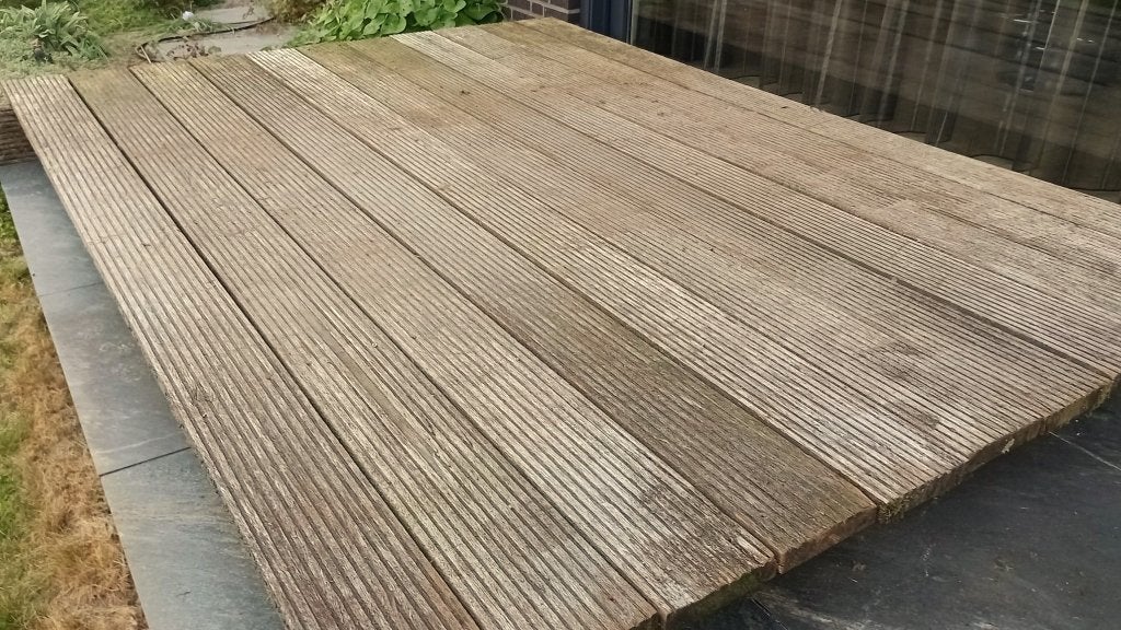 Partij zware hardhouten brug-/vlonderplanken – 179 stuks, Ophalen, Gebruikt, Planken, Hardhout