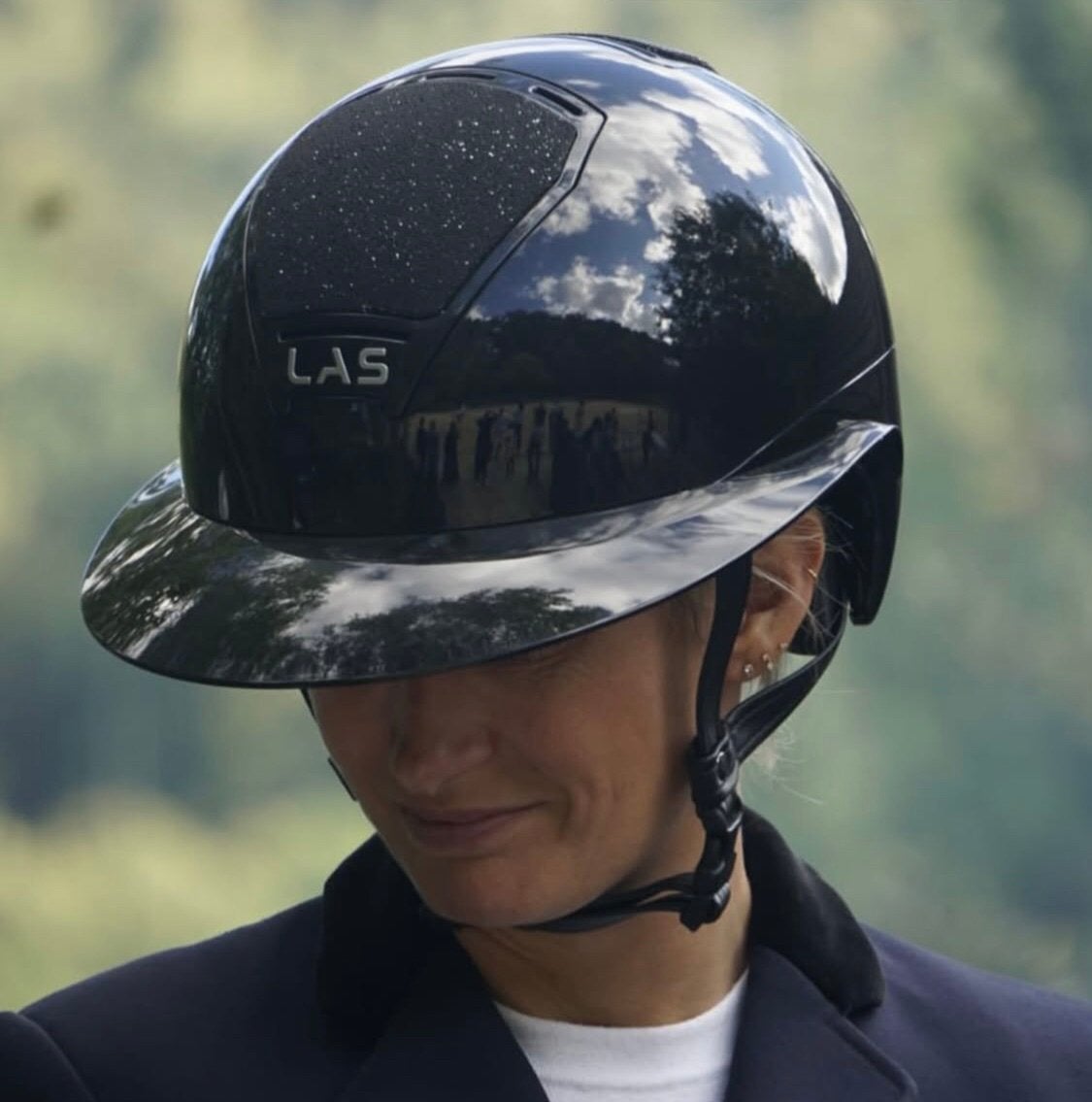 LAS cap lak zwart met crystal black steentjes, Dieren en Toebehoren, Paardrijkleding, LAS, Nieuw, Ophalen of Verzenden, Janiroruitersport@outlook.com