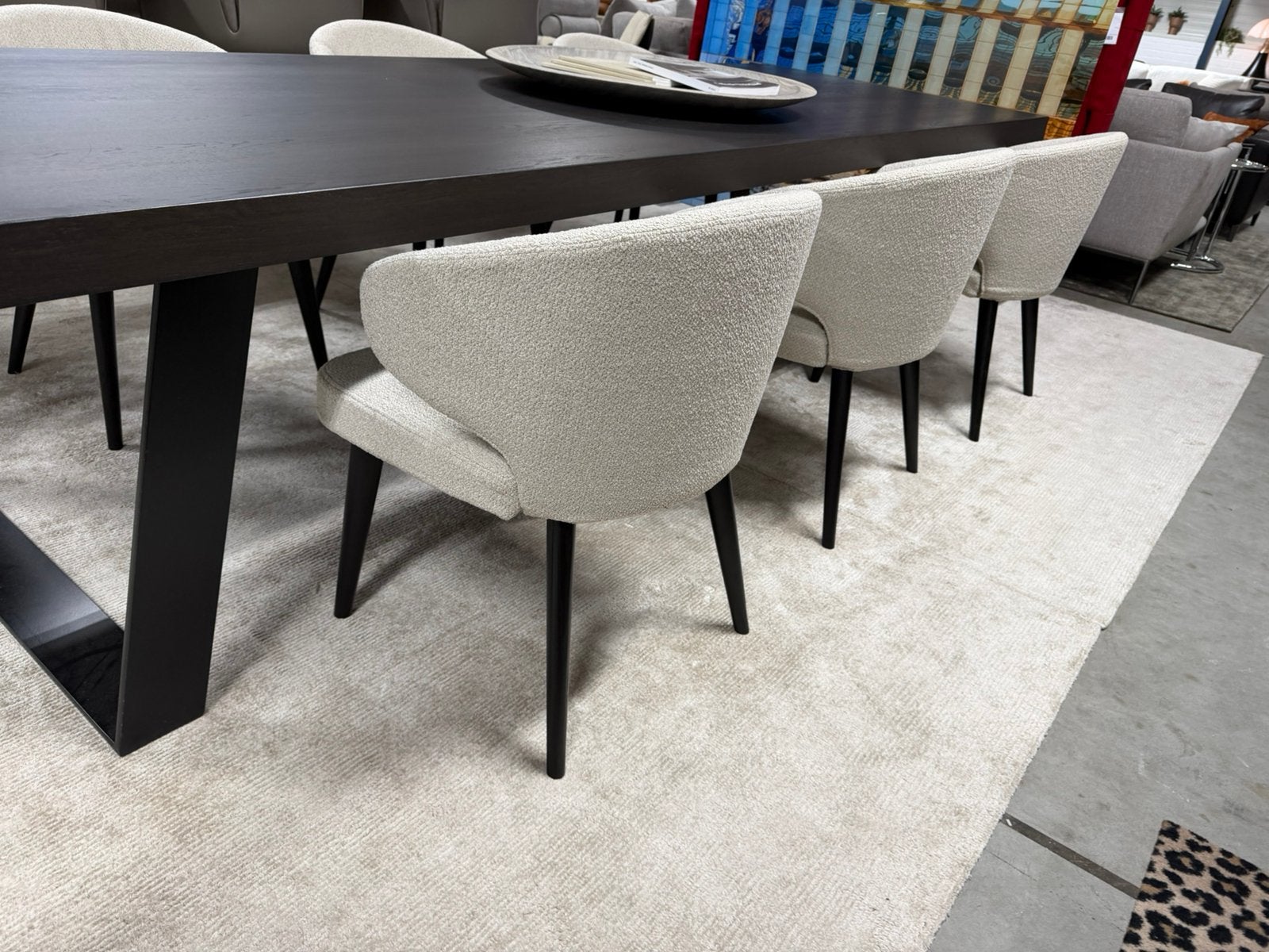 6 Minotti Aston Dining chairs stof cat G beige zand, Overige kleuren, Minotti, 9723 CA, Ophalen of Verzenden