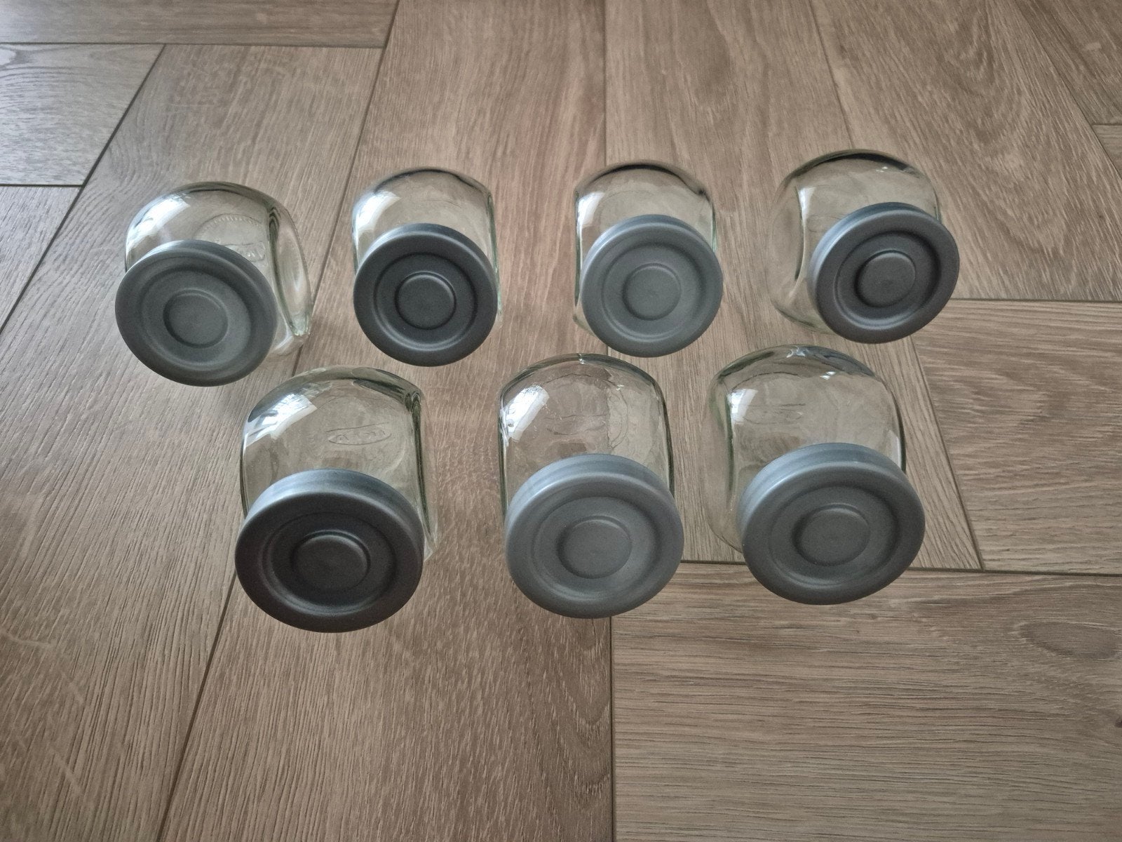 Set van 7 IKEA glazen voorraadpotten met deksel, IKEA, Ophalen of Verzenden, Voorraadpot, Grijs