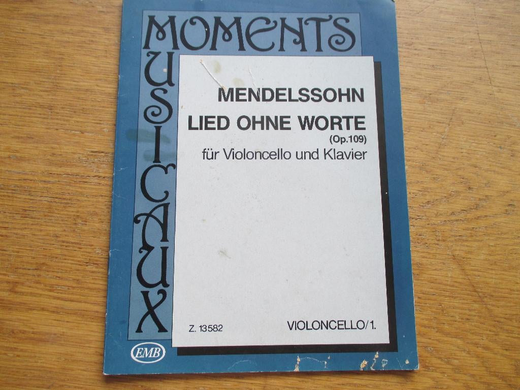 MENDELSSOHN - LIED OHNE WORTE OP.109 - CELLO EN PIANO, Cello, Gebruikt, Klassiek, Ophalen of Verzenden