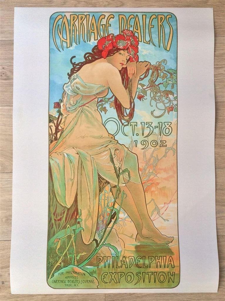 Grote ALPHONSE MUCHA Lente Jugendstil kunst Poster, Verzamelen, Verzenden, Nieuw, A1 t/m A3, Film en Tv