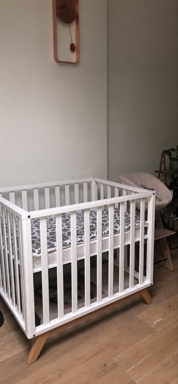 Bopita Lynn box met matras en panterprint boxkleed, Ophalen, Gebruikt, 70 tot 85 cm, Minder dan 140 cm