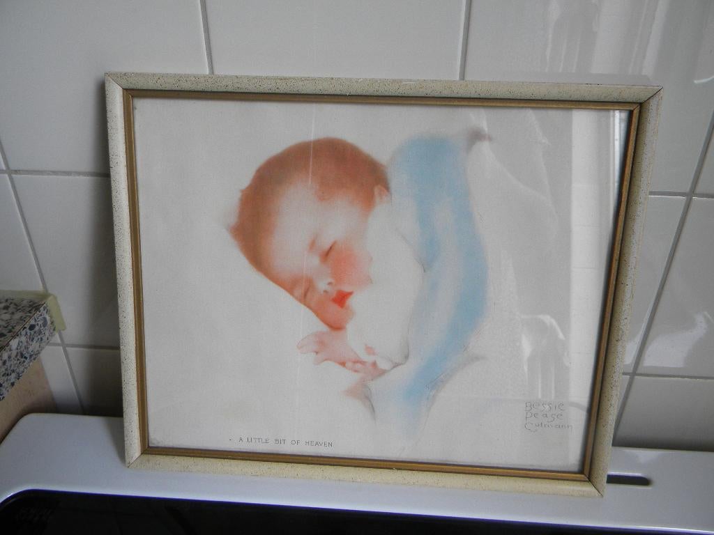 BABY SCHILDERIJ PRENT BESSIE PEASE GUTMANN IN OUDE LIJST, Minder dan 50 cm, Gebruikt, Ophalen of Verzenden, Print