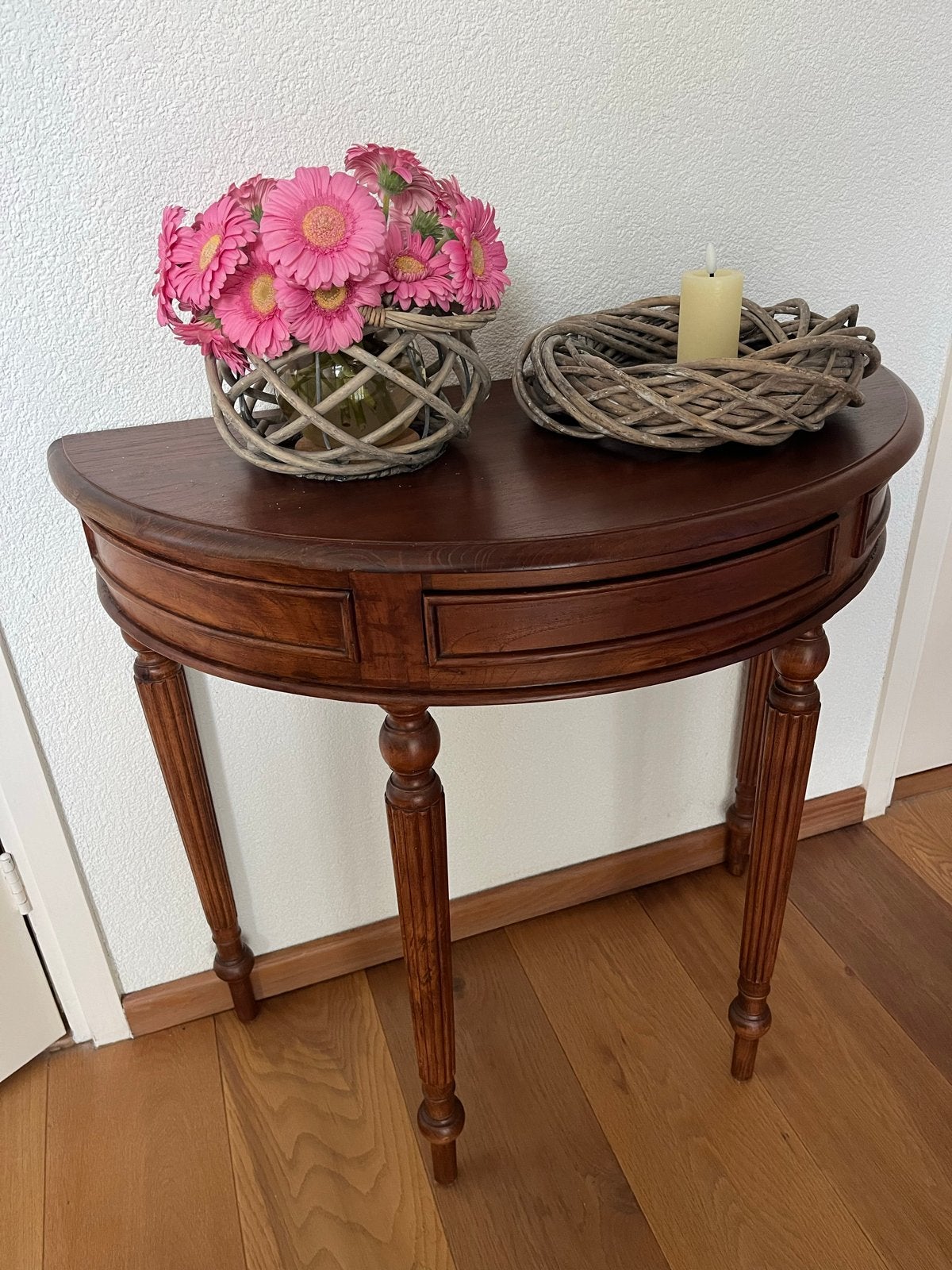 Elegant houten wandkastje - Haltafel met lade, Ophalen, Zo goed als nieuw, 75 cm of meer, Overige vormen