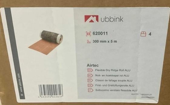Ubbink Airtec Nok- en hoekkeper rol ALU 300mm x 5m, Doe-het-zelf en Verbouw, Dakpannen en Dakbedekking, Overige materialen, Zwart