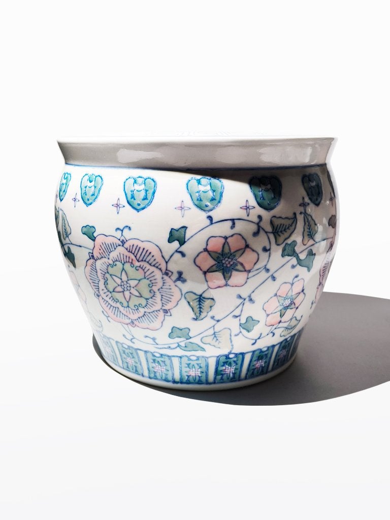 Grote bloempot, Chinees, diameter 26 cm, Vintage, Tuin en Terras, 25 tot 40 cm, Gebruikt, Verzenden, Rond