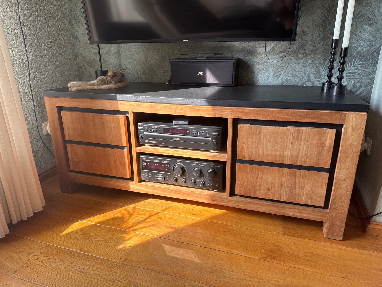 Teakhouten tv-kast 150x60x59 cm, Ophalen, Gebruikt, 100 tot 150 cm, Teakhout