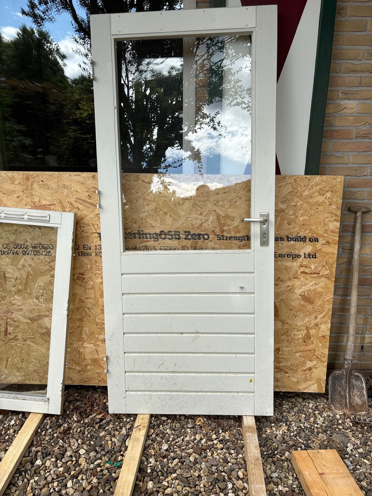 Witte buitendeur met enkelglas - 88x201,5 cm, Ophalen, Gebruikt, 80 tot 100 cm, Buitendeur