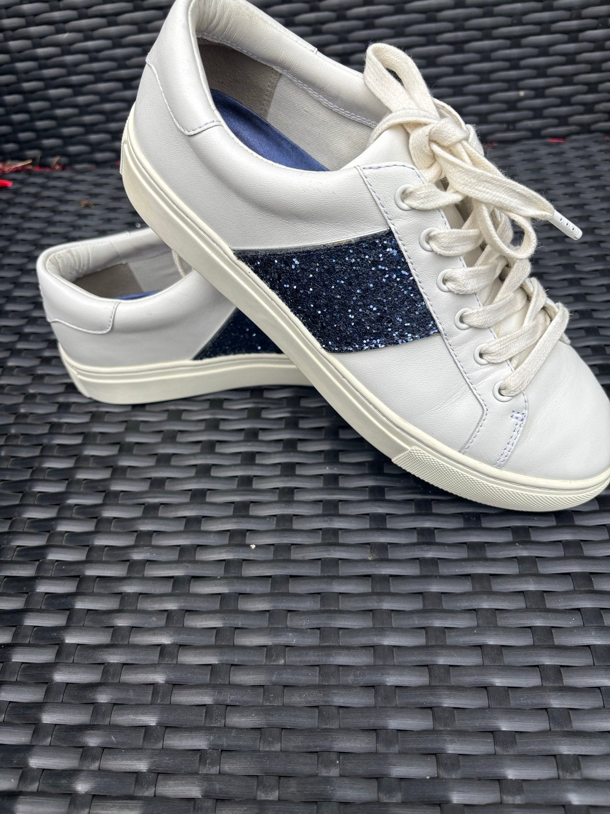 TORY BURCH Carter glitter sneakers - Maat 38,5, Verzenden, Gedragen, Wit, Sneakers of Gympen