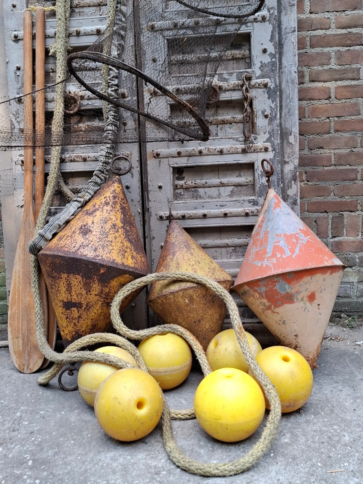 Oude vintage drijver scheepstouw peddels fuiken, Gebruikt, T, Ophalen of Verzenden, N