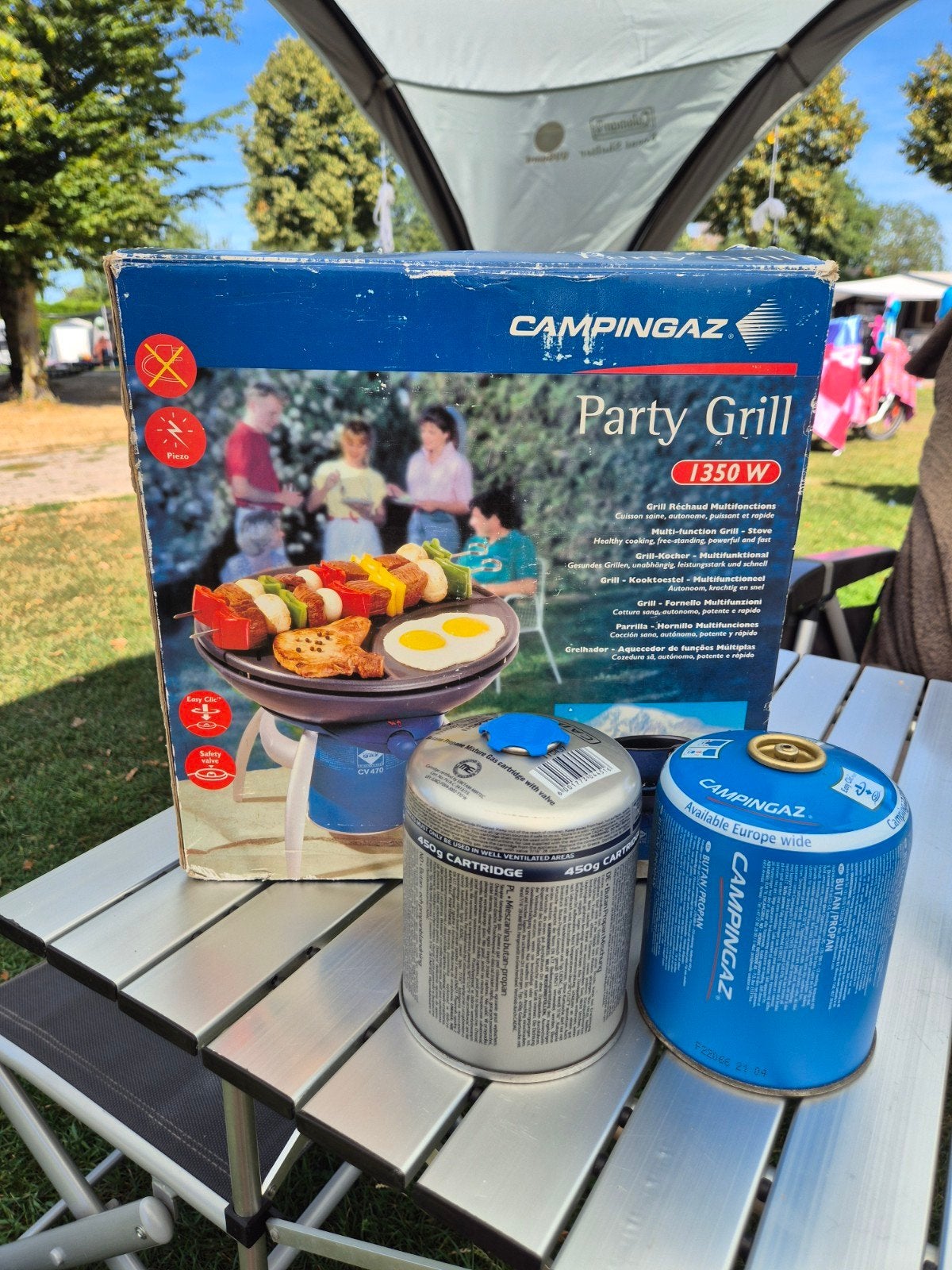 Campingaz Party Grill + CV470, noodpakket, Ophalen of Verzenden, Zo goed als nieuw