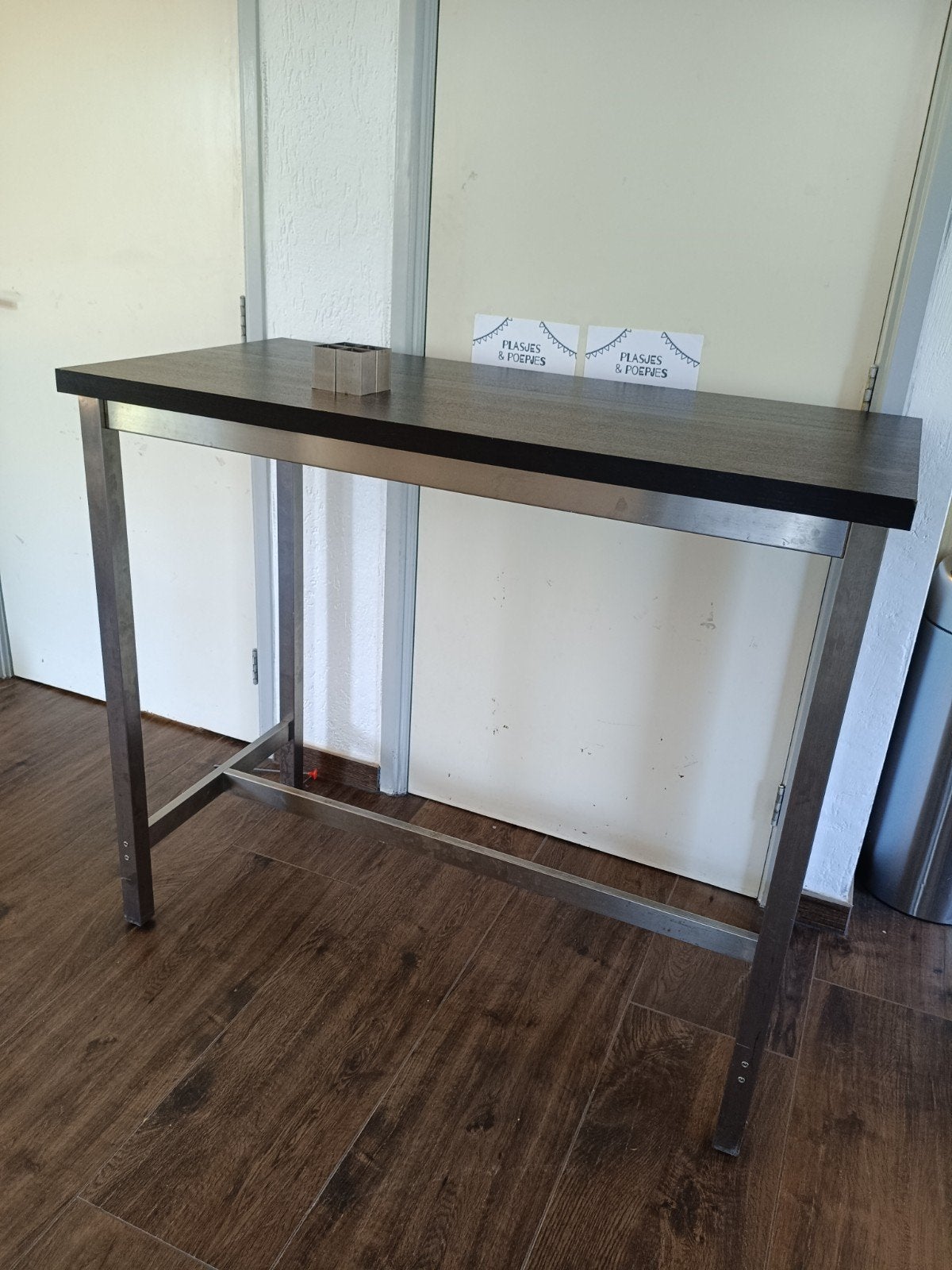IKEA UTBY Bartafel / Hoge Eettafel - Zwartbruin & RVS, Huis en Inrichting, Ophalen, Gebruikt