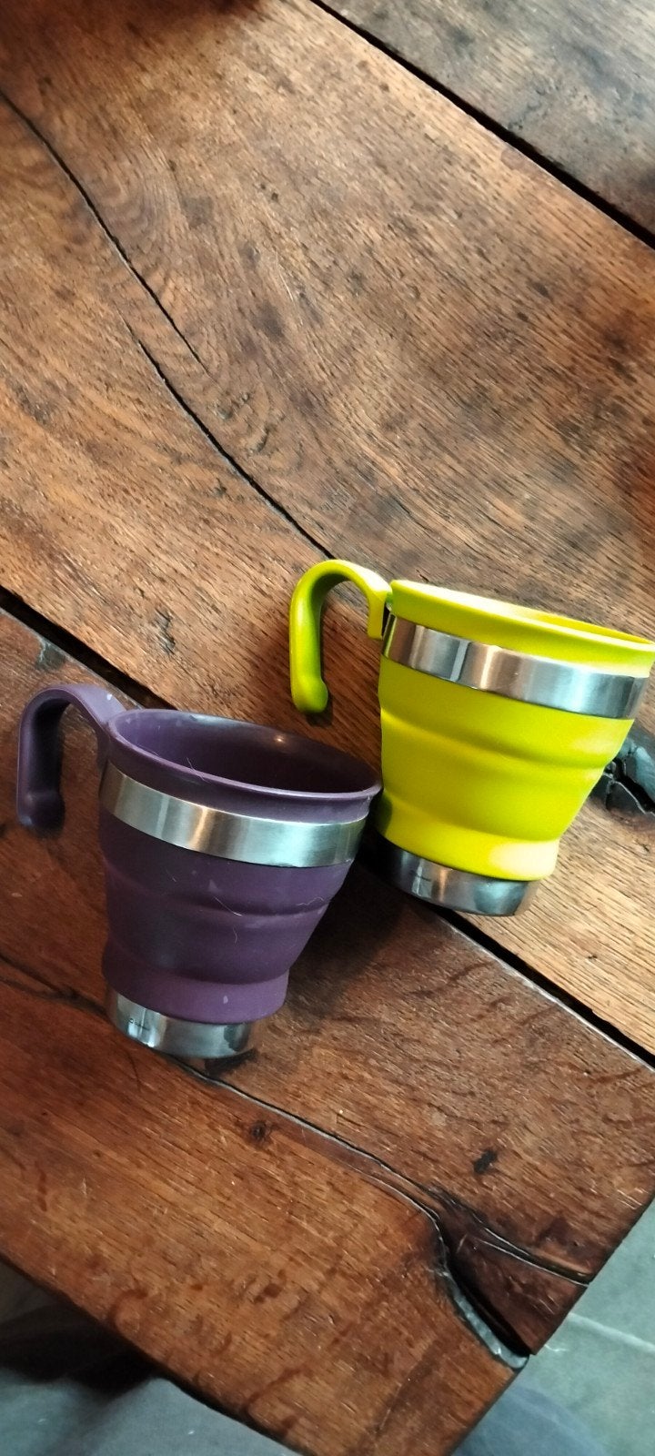 2 vouw bekers mokken mok beker koffie thee camping kamperen, Gebruikt, ., Ophalen of Verzenden, .