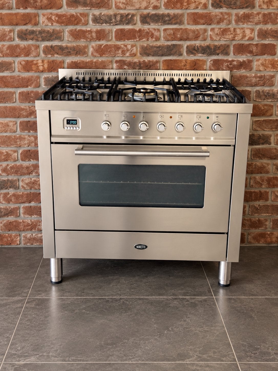Boretti Fornuis met Gas Kookplaat en Oven, Gebruikt, 60 cm of meer, Gas, Vrijstaand