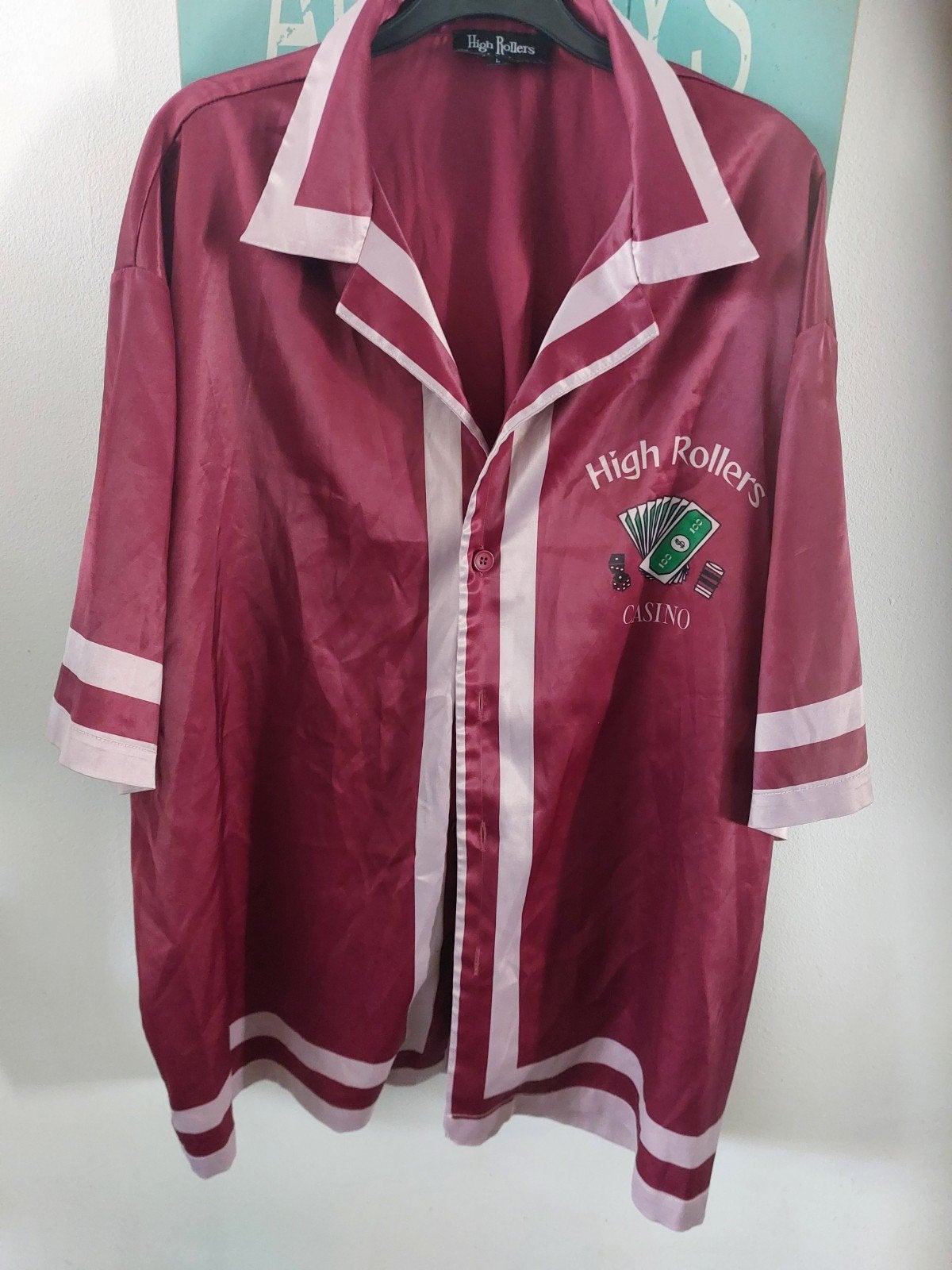 Vintage High Rollers Casino Uniform Bowling Shirt - Maat L, Kleding | Heren, Overhemden, Gedragen, Halswijdte 41/42 (L), Rood