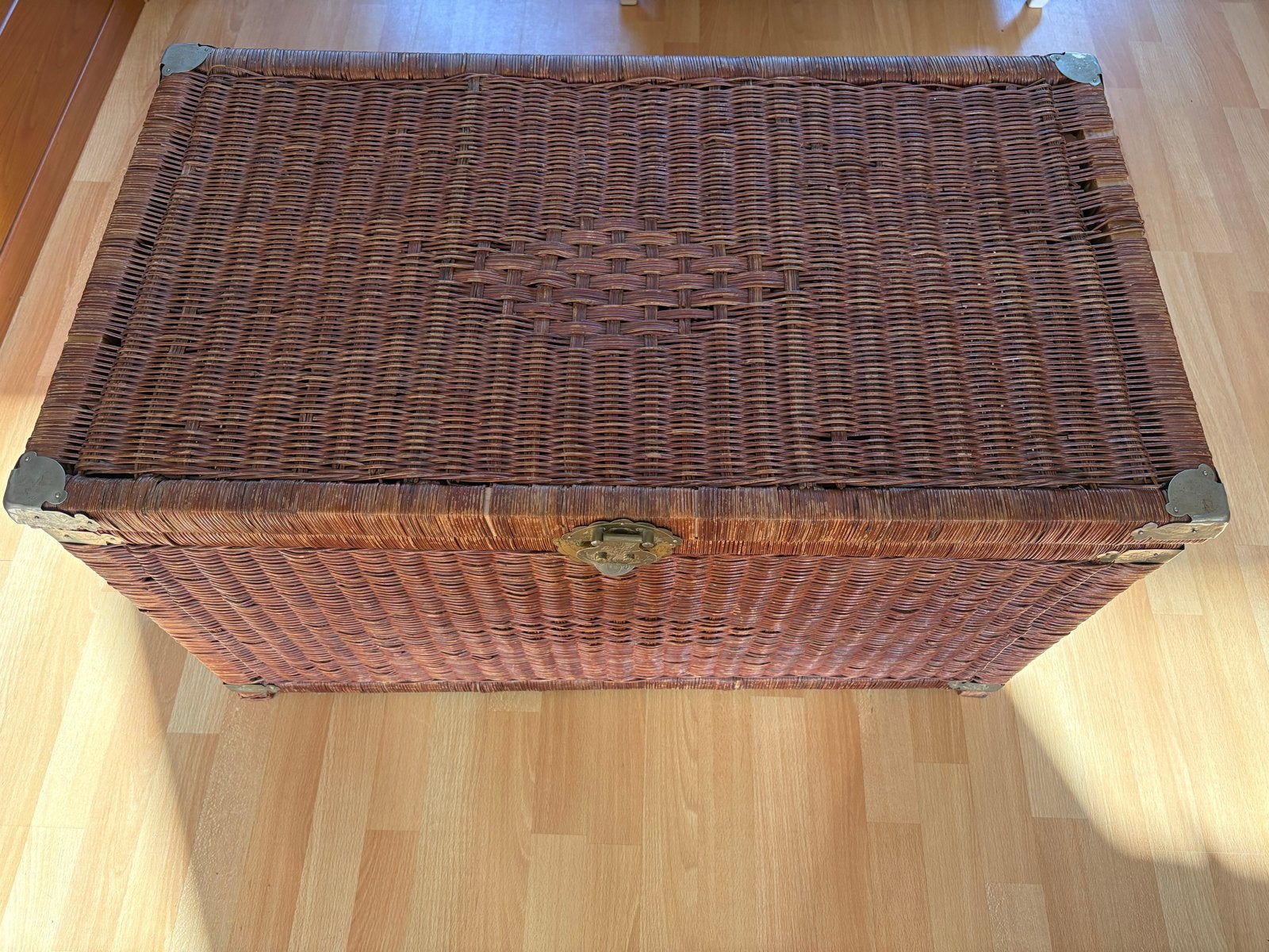 Vintage rieten kist - Opbergkist - Decoratieve kist, Huis en Inrichting, Ophalen, Gebruikt, 100 tot 150 cm, 75 tot 100 cm