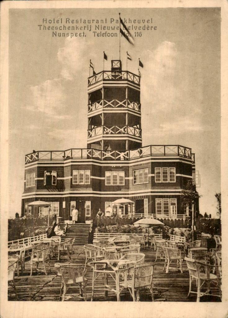 Nunspeet - Hotel Restaurant Parkheuvel - Nieuwe Belvédère, Ophalen of Verzenden, 1920 tot 1940, Ongelopen, Gelderland
