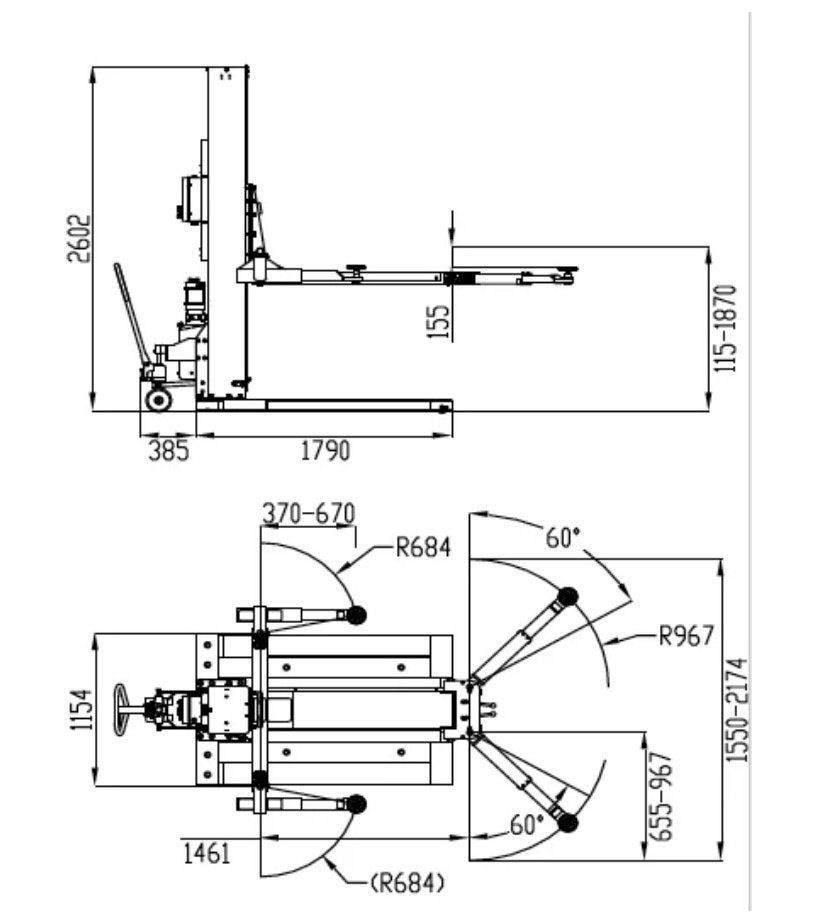 Wolf WL125 Mobiele 1-Koloms Parkeerbrug – 2500 kg, Ophalen, Nieuw