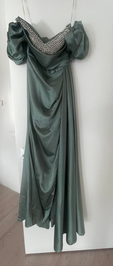 Elegante Galajurk met Strass en Pofmouwen, Kleding | Dames, Gelegenheidskleding, Maat 38/40 (M), Galajurk, Ophalen of Verzenden