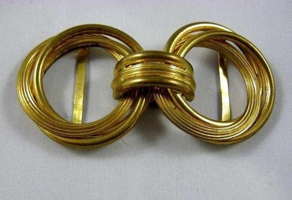 Vintage art deco 2-delige vergulde gesp, Tsjechisch (6826), Ophalen