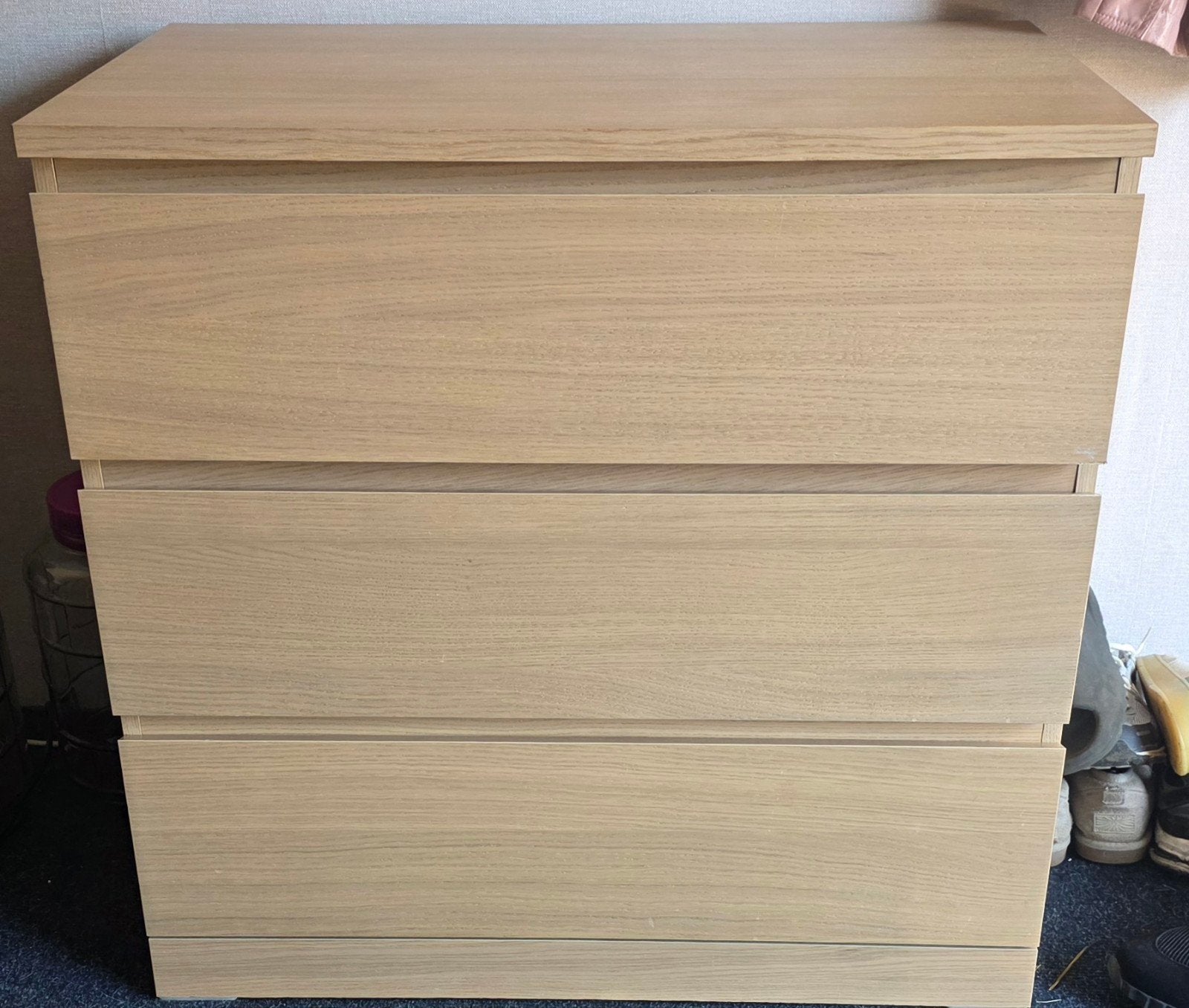 Houten ladekast met 3 laden IKEA, Gebruikt, 100 tot 150 cm, 3 of 4 laden, 25 tot 50 cm