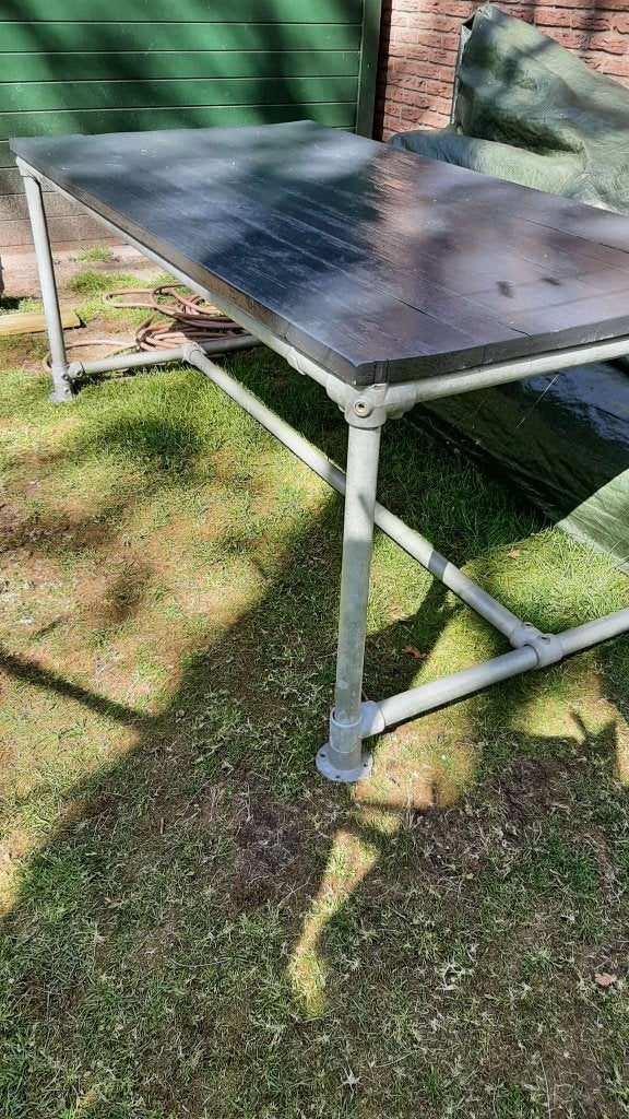 Tuintafel industrieel., Tuin en Terras, Tuintafels, Ophalen, Nieuw, Rechthoekig, Hout