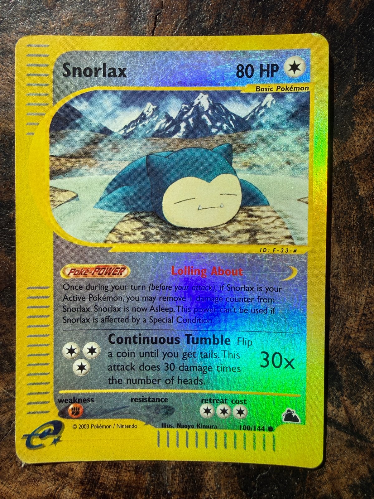 Pokémon Snorlax 100/144 Reverse Holo Foil Kaart, Ophalen of Verzenden, Gebruikt, Losse kaart, Foil