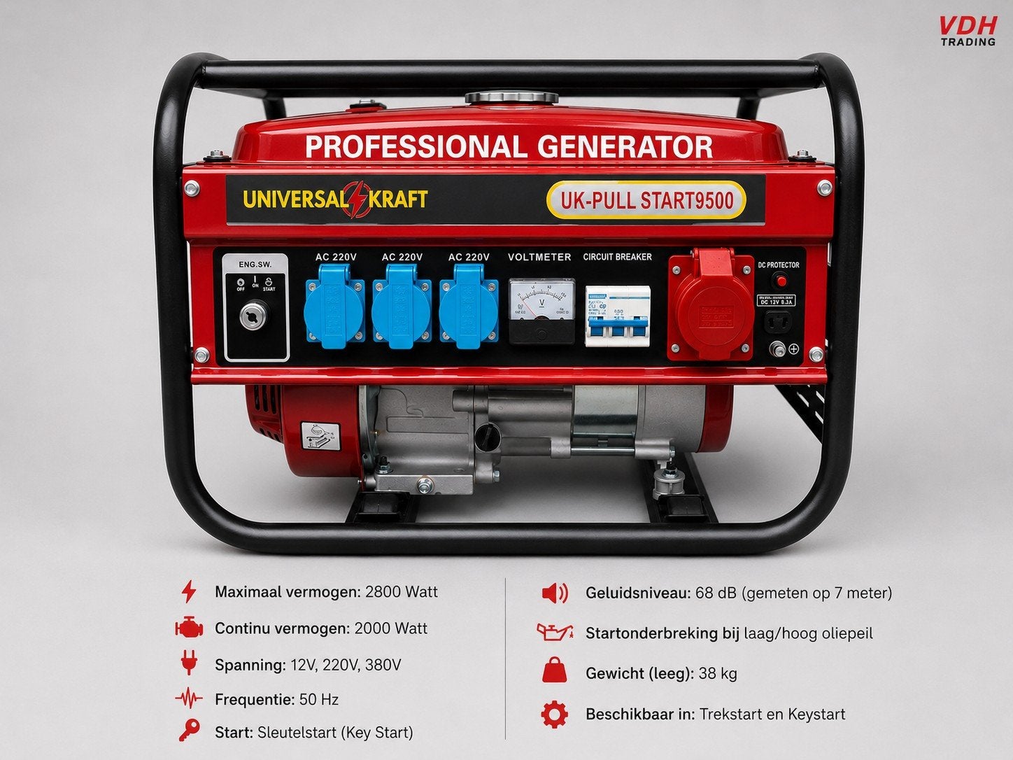 Universal Kraft Generator - keystart en Trekstart aanwezig., Doe-het-zelf en Verbouw, Aggregaten, Ophalen, Elektrisch startend