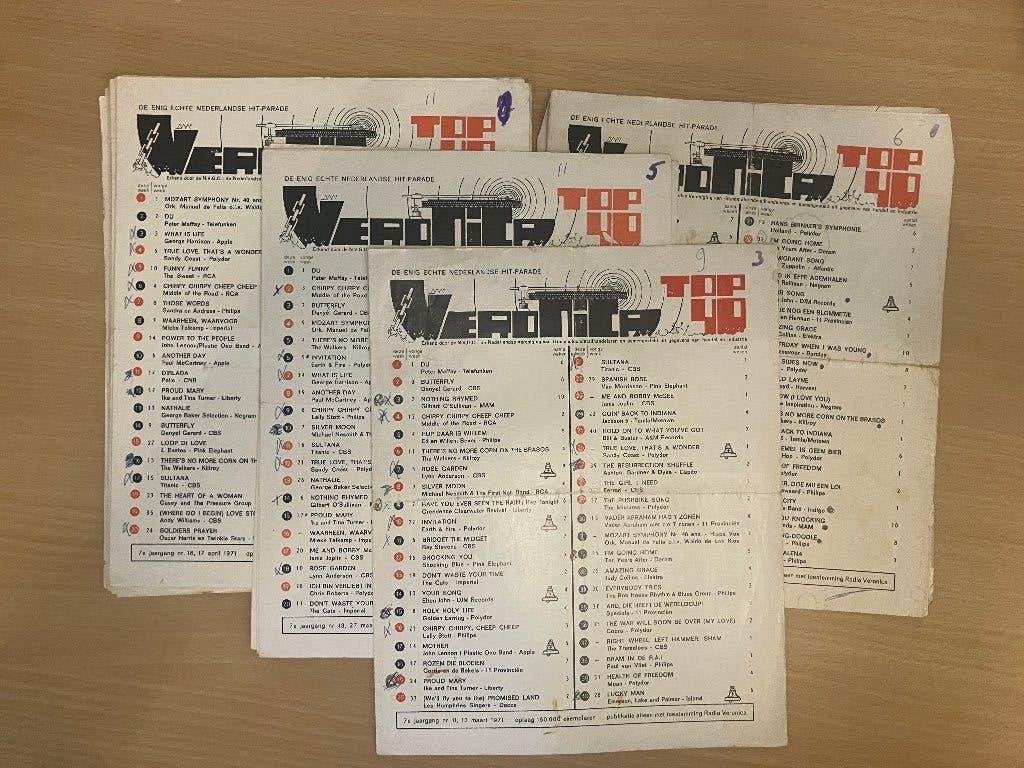 Veronica Top 40 lijsten van 1971 tot 1992 + raamlijsten, Verzamelen, Ophalen, Gebruikt, Boek, Tijdschrift of Artikel