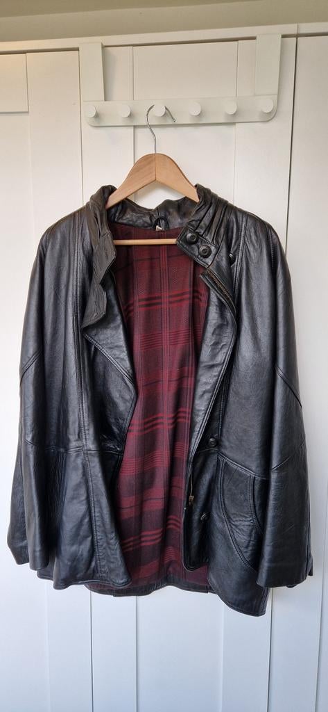 Vintage leren jas M/L zwart, Ophalen of Verzenden, Gedragen, Vintage