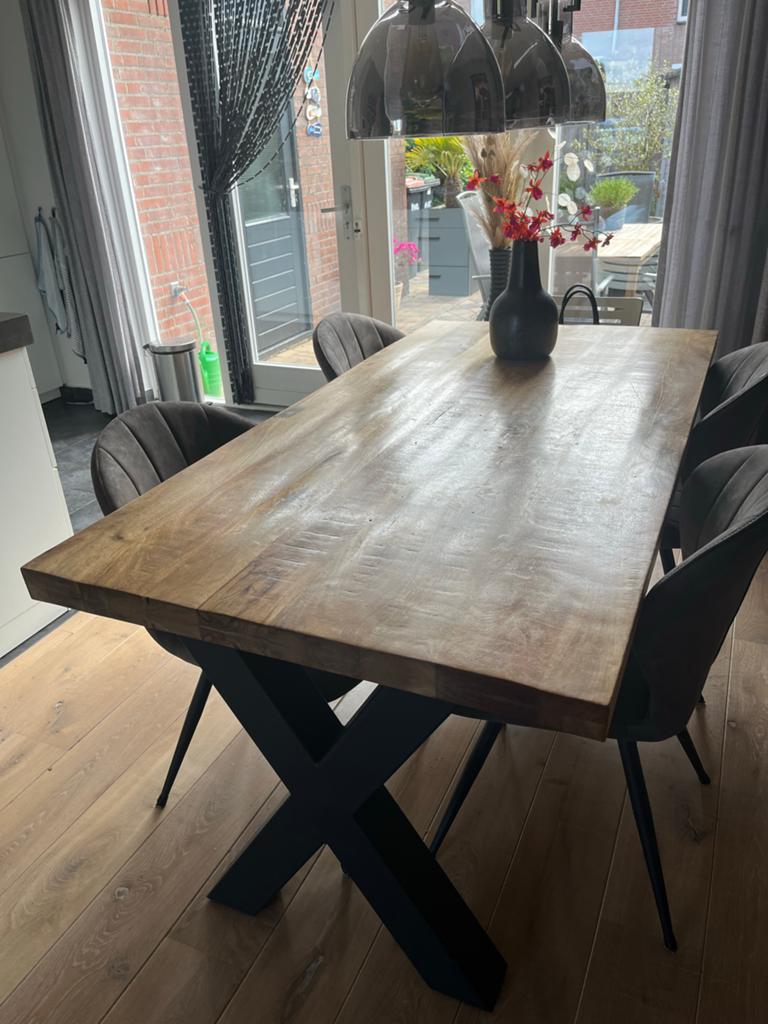 Eettafel van mango hout, Huis en Inrichting, Zo goed als nieuw, 150 tot 200 cm, Rechthoekig, 50 tot 100 cm