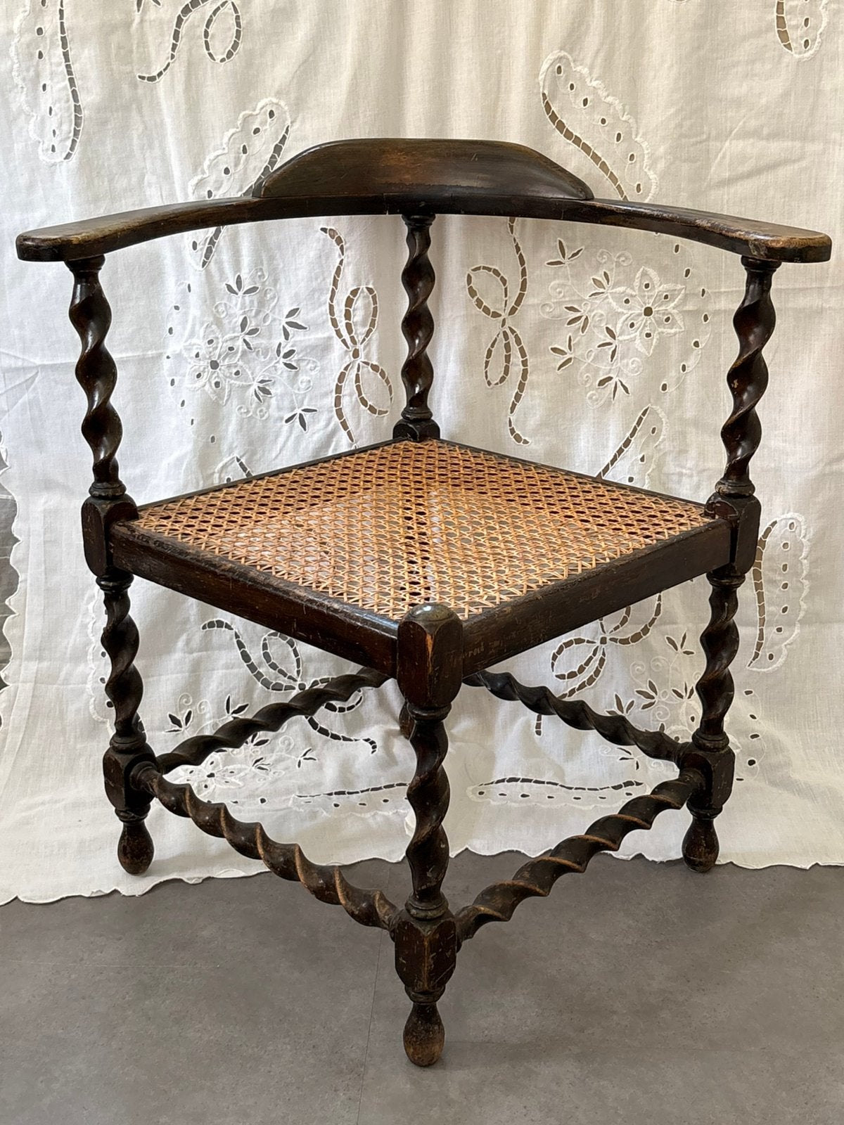 Antiek / vintage  jaren20 Frans Bobbin stoel hout & webbing, Ophalen of Verzenden
