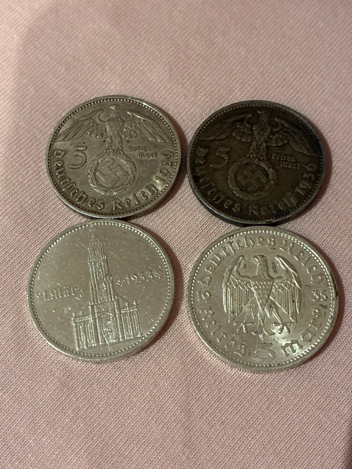Duitse 5 Reichsmark munten (1934-1939), Ophalen of Verzenden, Duitsland, Setje, Zilver