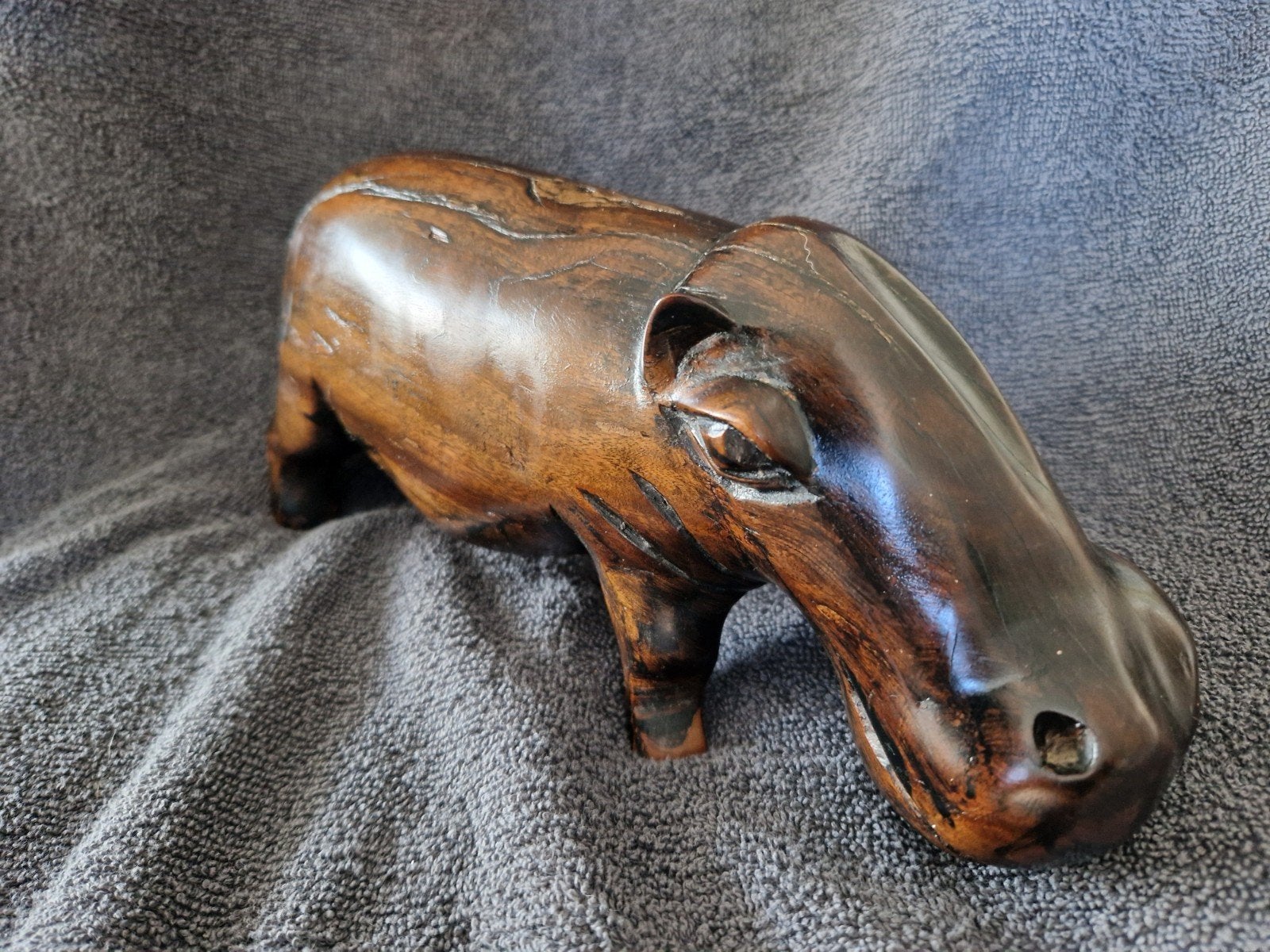 Nijlpaard Afrikaanse Kunst, Hout, Afrika, Ophalen of Verzenden, 14 cm