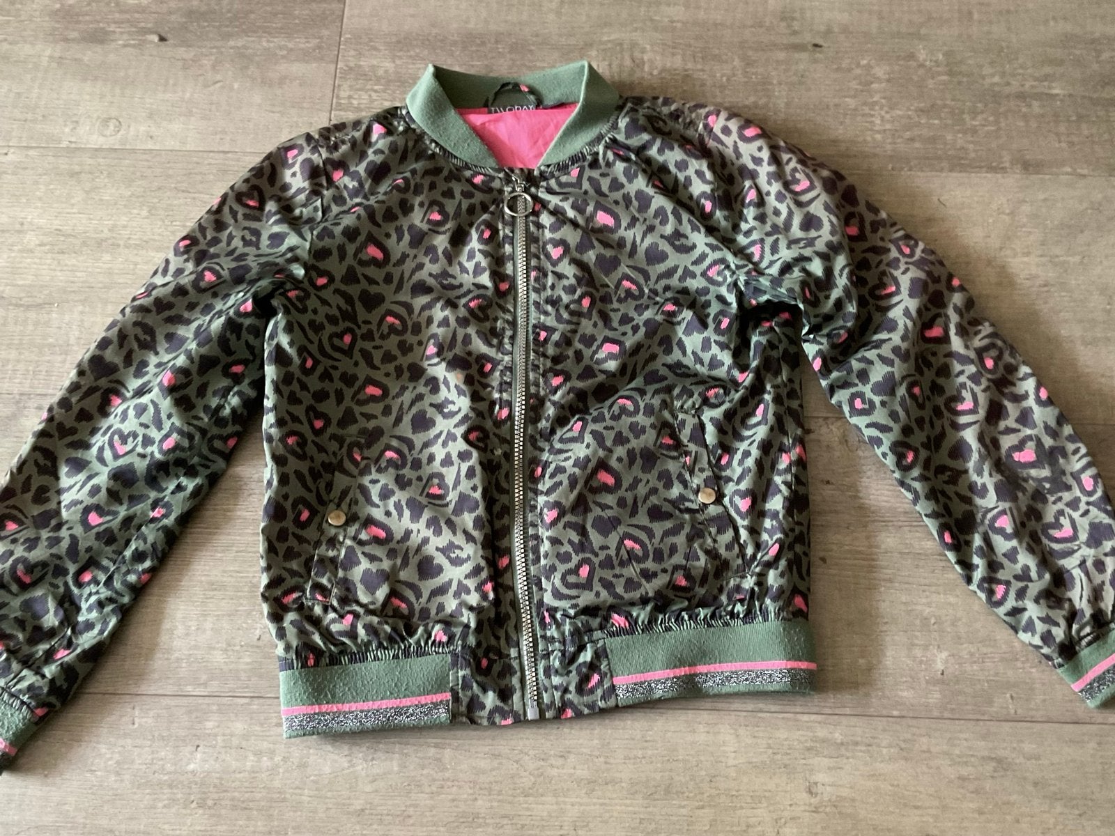 Stoere bomberjack met panterprint - Maat 146, Ophalen of Verzenden, Zo goed als nieuw, Meisje, Jas