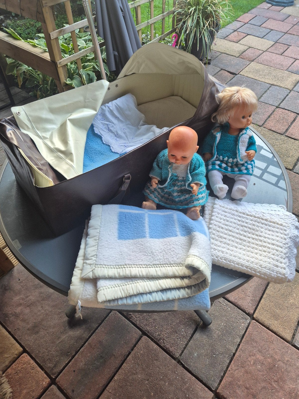 Vintage Reiswieg Jaren 60/70 met 2 Poppen, Deken en Matras, Ophalen, Gebruikt, Babypop
