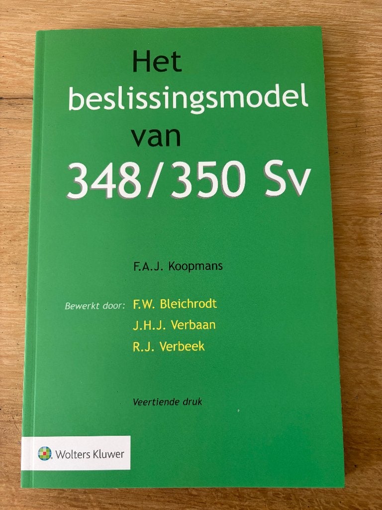 Kluwer - Het beslissingsmodel van 348/350 Sv - 14e druk, Ophalen of Verzenden, Zo goed als nieuw, WO, Wolters Kluwer