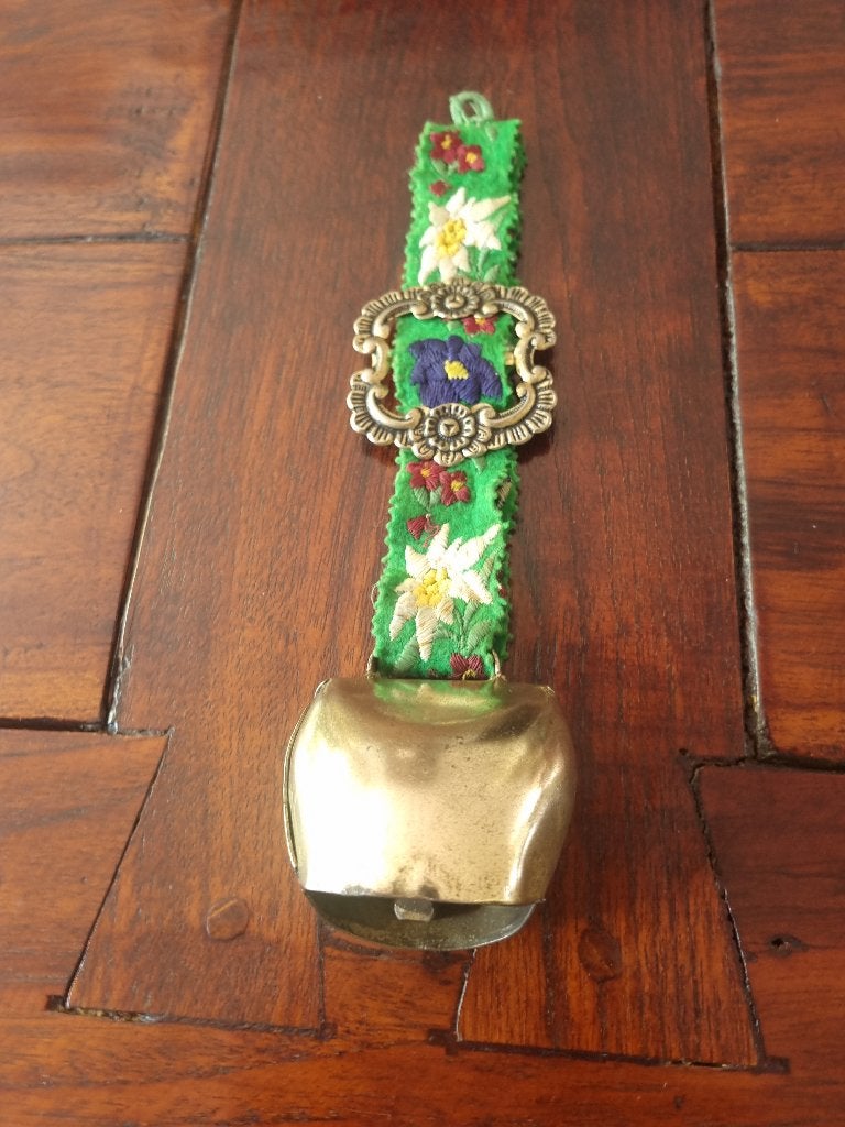 Vintage Koperen Zwitserse Koebel - Edelweiss - Gentiaan -, Ophalen of Verzenden
