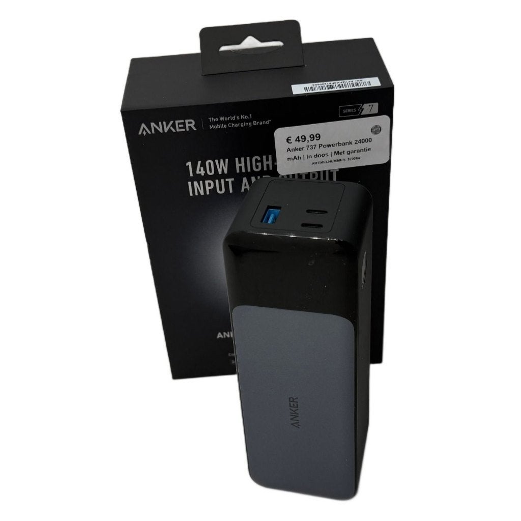 Anker 737 Powerbank 24000 mAh | In doos | Met garantie, Telecommunicatie, Dordrecht@usedproducts.nl, Toulonselaan 72, Ophalen of Verzenden
