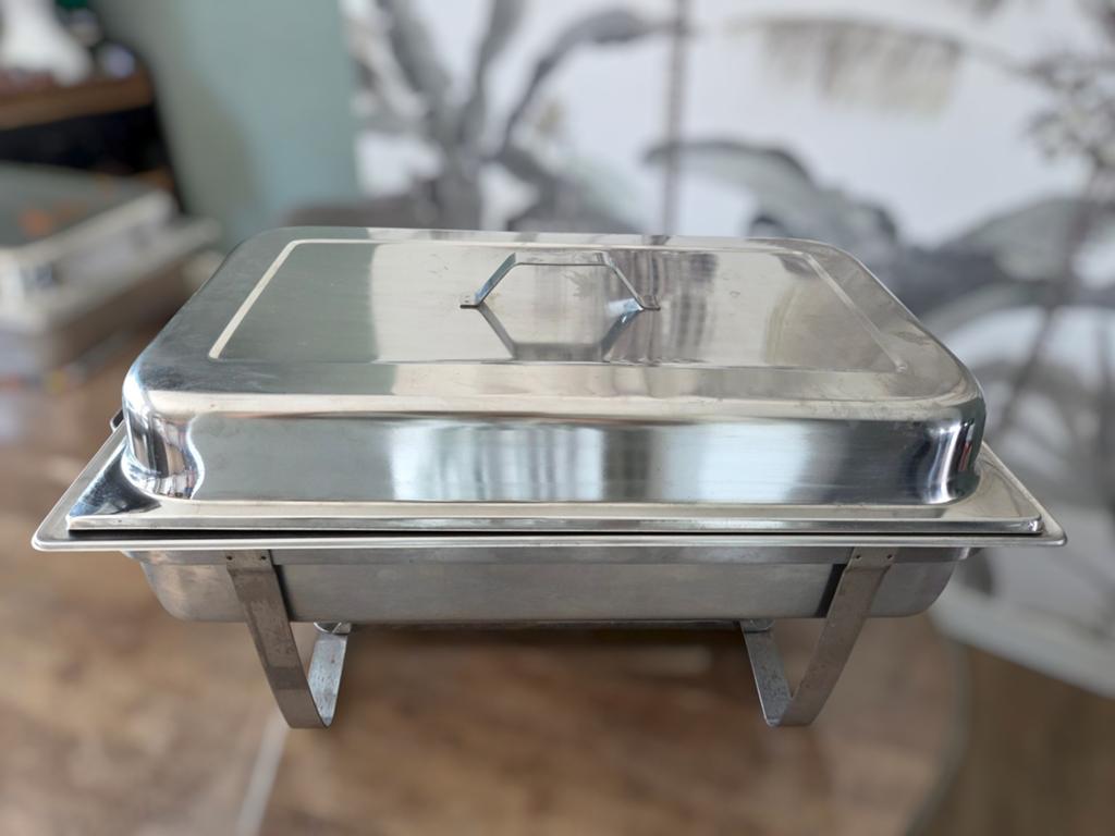 Chafing dish RVS met 2 bakken en deksel - buffet warmhouder, Ophalen