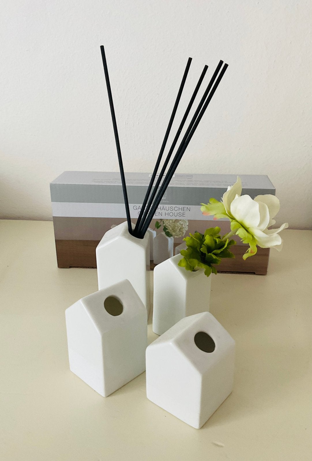 Rader set kleine huisjes vaasjes, Ophalen of Verzenden, Nieuw, Wit