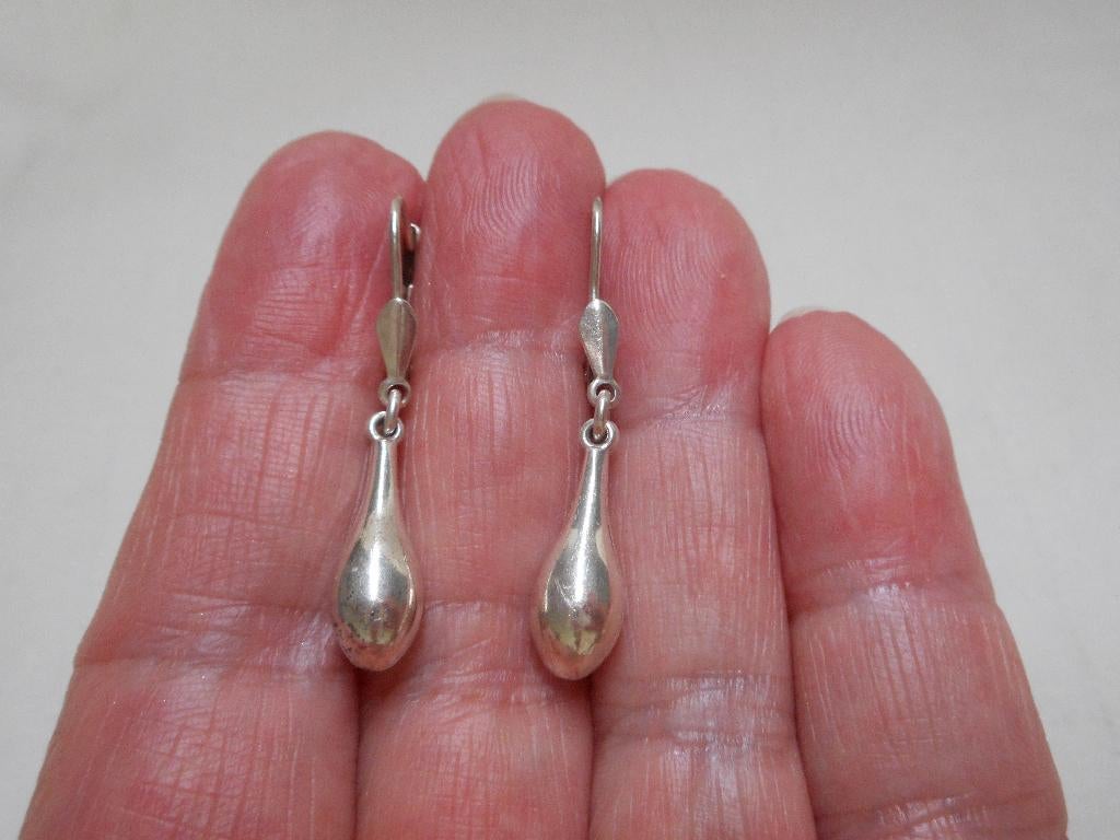 Zilveren vintage oorbellen met pegel nr.574, Sieraden, Tassen en Uiterlijk, Oorbellen, Hangers, Verzenden, Zo goed als nieuw, Zilver
