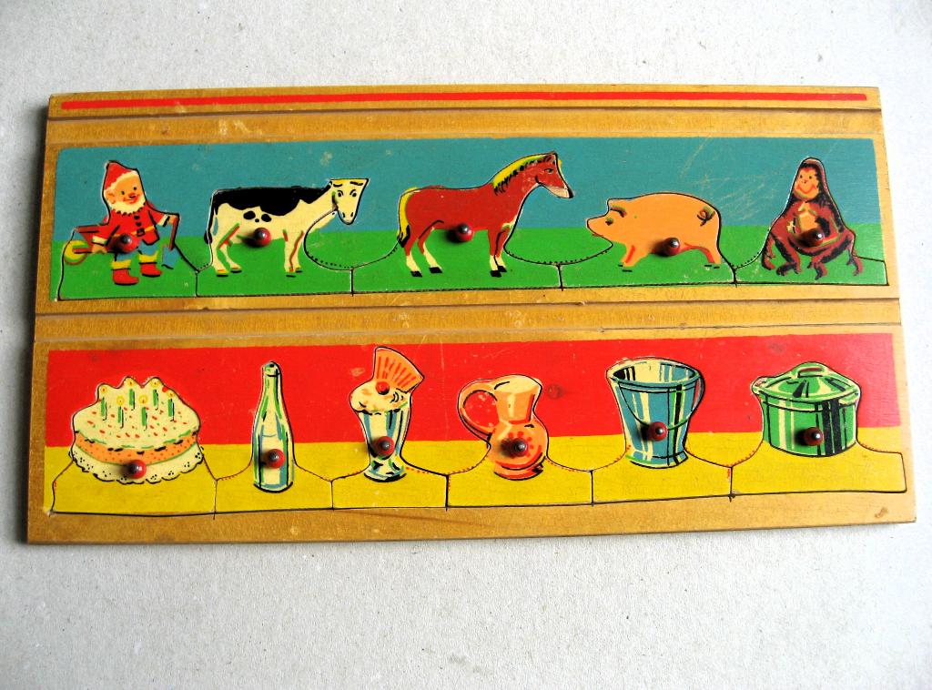 Houten retro kinderpuzzel jaren 50, Ophalen of Verzenden