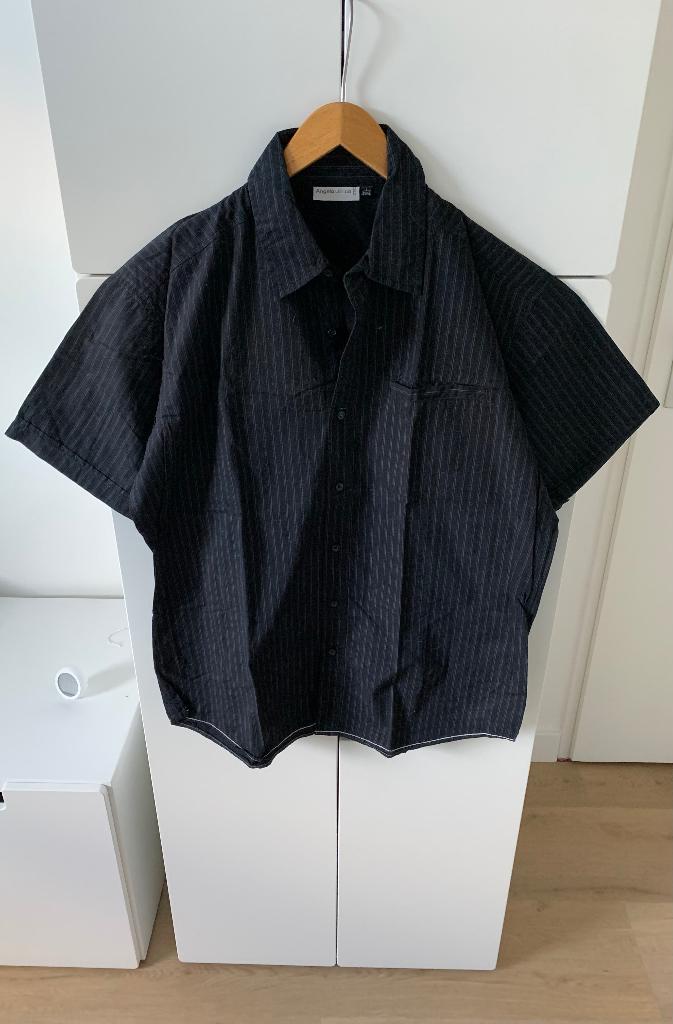 Heren zwarte blouse korte mouw maat L Merk C& A, Zwart, Zo goed als nieuw, Halswijdte 41/42 (L), C&A
