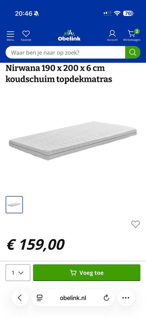 Nirwana koudschuim topdekmatras 190x200x6 cm, Caravans en Kamperen, Ophalen of Verzenden, Zo goed als nieuw