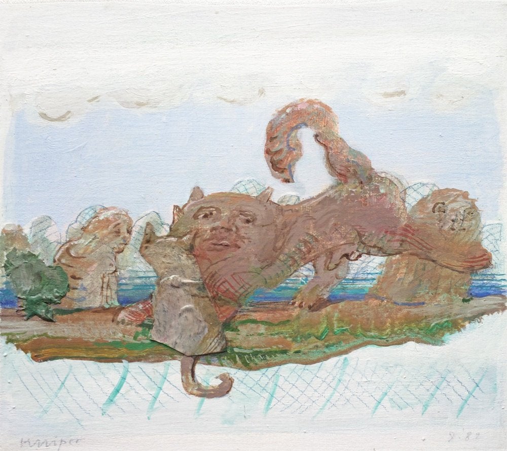 Jan Kuiper - Zelfportret als poes, Antiek en Kunst, Kunst | Schilderijen | Modern, Ophalen of Verzenden