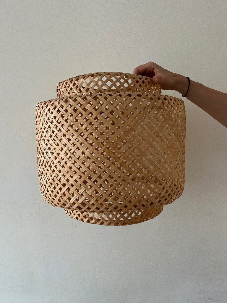 Rotan lamp, Huis en Inrichting, Lampen | Hanglampen, Ophalen, Zo goed als nieuw, Minder dan 50 cm